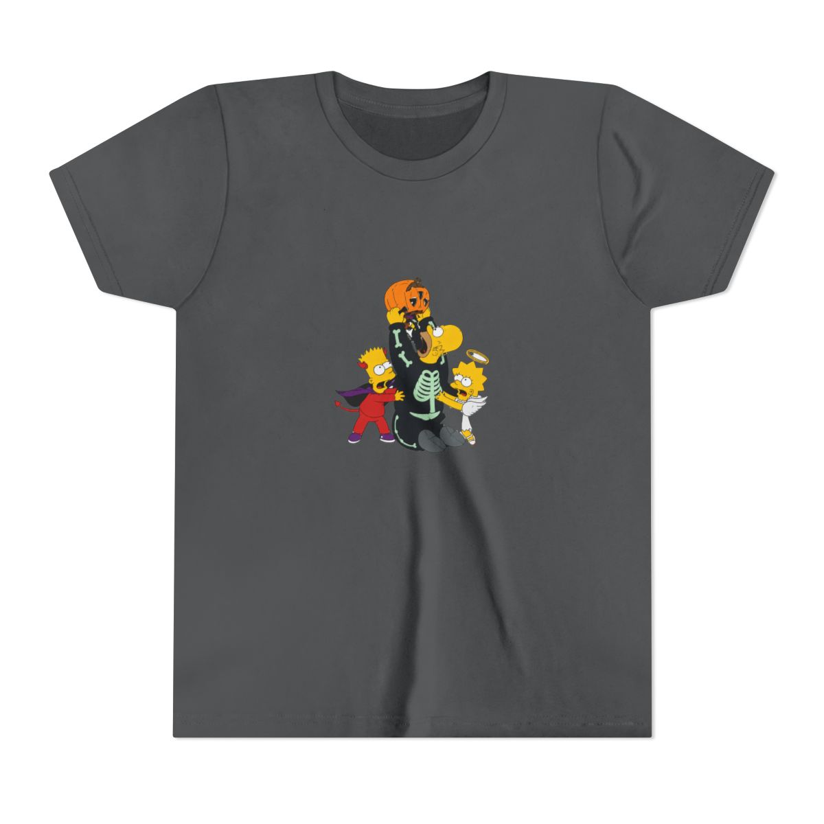 The Simpsons Halloween Candy Fight Girls Mineral Wash Crop T Shirt (Kids) - alternate angle 5, merchandise